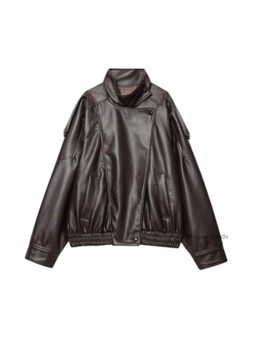 Oversized Faux Leather Jacket High Collar Zip Up Motorcycle Coat